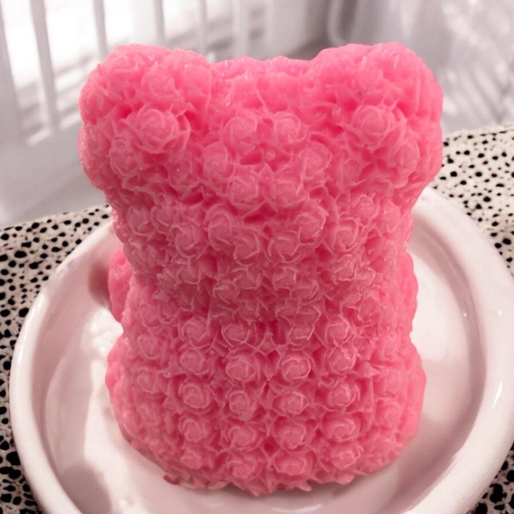 Rose scented handmade 3D rose bear soap 3x2 inch 4oz - Picture 3 of 3